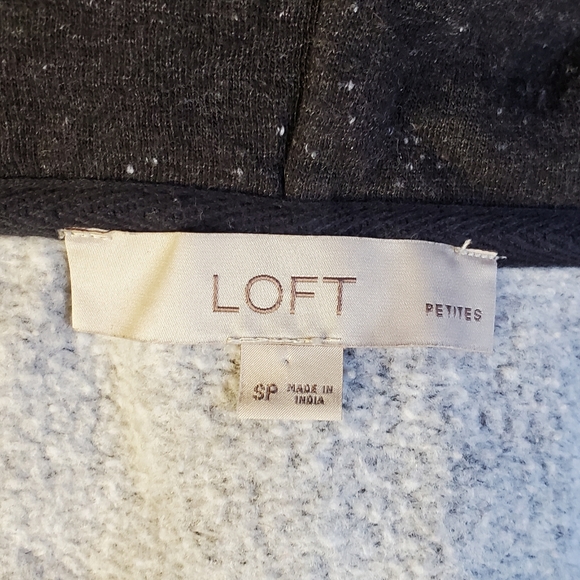 LOFT Petites Black White Speckles Open Front Hoodie Sweatshirt Womens Size Small - Picture 14 of 14